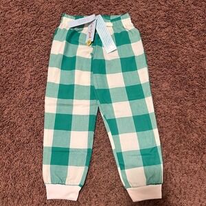 Cat & Jack Girls Size XS Green Gingham Plaid Pajama‎ Pants Flame Resistant NWT
